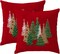 Christmas Pillow Covers 18x18 Inch Tree Christmas Decorations Velvet Red Christmas Throw Pillow Cases Xmas Christmas Decor Winter Decorative Pillows for Couch Holiday Soft Gold